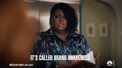 Woman saying 'It's called brand awareness'